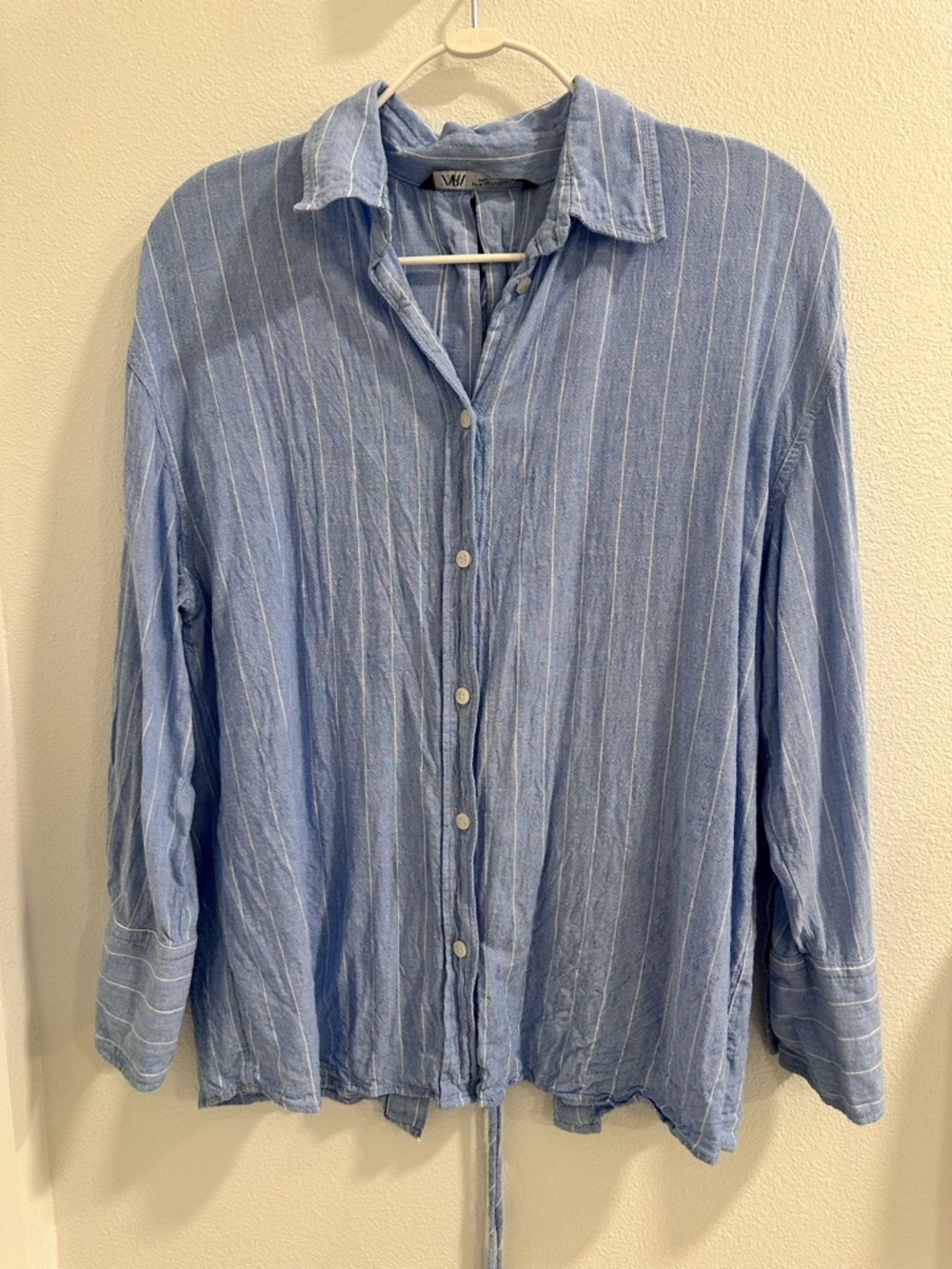 Zara blue stripe button front top